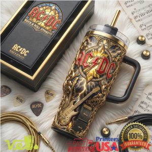 ACDC Rock Roll Dynasty Electric Guitar Embossed Tumbler