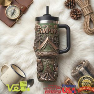 Adventure Camping Embossed Mountain Scene Outdoor 40oz Tumbler