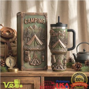 Adventure Camping Embossed Mountain Scene Outdoor 40oz Tumbler