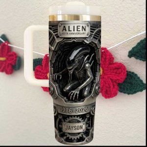 Alien 40th Anniversary Xenomorph 3D Sculpted Metal Tumbler Custom Name Jayson