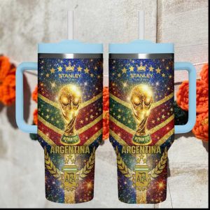 Argentina AFA 3 Star Champions Glitter World Cup Trophy Tumbler Wrap