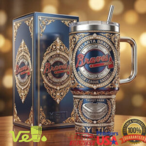 Atlanta Braves Ornate Royal Series 40oz Tumbler with Handle Truist Park Edition