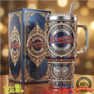 Atlanta Braves Ornate Royal Series 40oz Tumbler with Handle Truist Park Edition