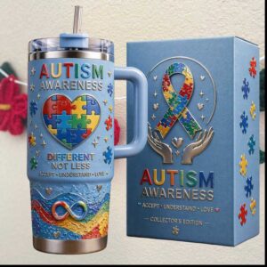 Autism Awareness Different Not Less Puzzle Heart Neurodiversity Support Collector’s Edition Tumbler