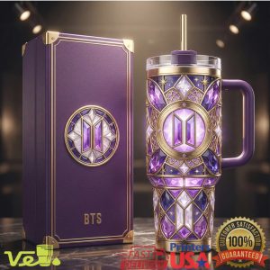 BTS K Pop Purple Gemstone Stained Glass Army Fan Gift Merchandise Tumbler