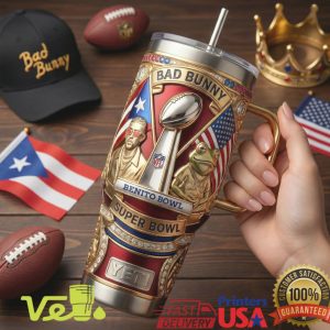 Bad Bunny Benito Bowl NFL Super Bowl 40oz Tumbler Puerto Rico Pride Embossed Design Tumbler