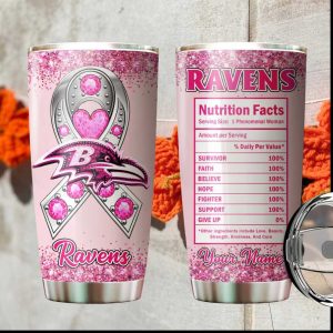 Baltimore Ravens Breast Cancer Awareness Pink Ribbon Nutrition Facts Tumbler