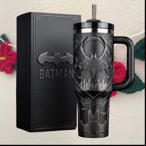 Batman Dark Knight Gotham City Silhouette Matte Black 40oz Tumbler