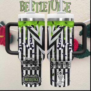 Beetlejuice Strange And Unusual It's Showtime Movie Striped Gift Tumbler