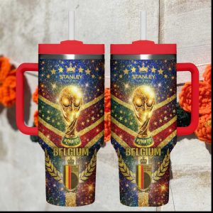 Belgium Royal FA World Cup Trophy Golden Glitter 40oz Tumbler Wrap