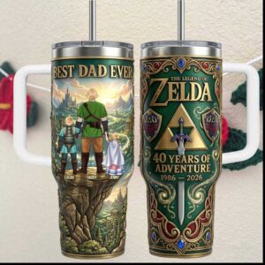 Best Dad Ever Zelda 40 Years Of Adventure 1986 2026 Father's Day Tumbler