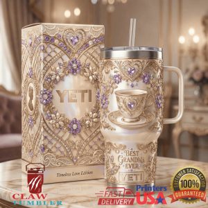 Best Grandma Ever Timeless Lavender Tea Cup Edition 40oz Tumbler