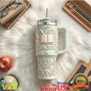 Best Teacher Ever Inspirational Embossed 40oz Tumbler with Box
