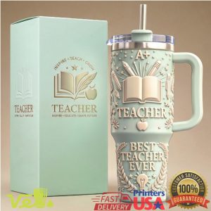 Best Teacher Ever Inspirational Embossed 40oz Tumbler with Box