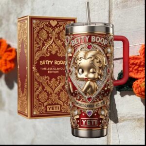 Betty Boop Timeless Glamour Edition Est 1930 Vintage Gold Style Fans Gift Stainless Steel Insulated Tumbler