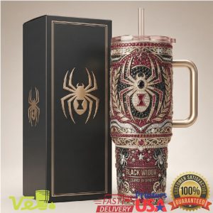 Black Widow Elegance in Shadow Jeweled Spider 40oz Tumbler with Gift Box