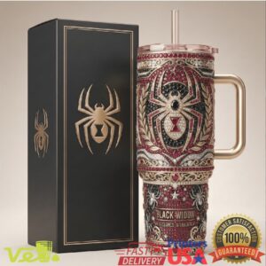 Black Widow Marvel Avengers Elegance In Shadow Rhinestone Style Fans 40oz Stainless Steel Insulated Tumbler