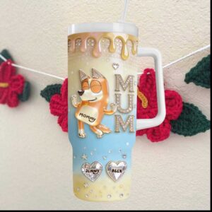 Bluey Bingo Mum Personalized Mother's Day Sparkle Style Custom Name Gift Tumbler