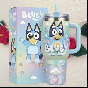 Bluey & Bingo Rainbow Pastel 3D Character 40oz Kids & Fans Tumbler