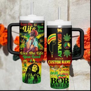 Bob Marley One Love Reggae Custom Name 40oz Tumbler Live The Life You Love