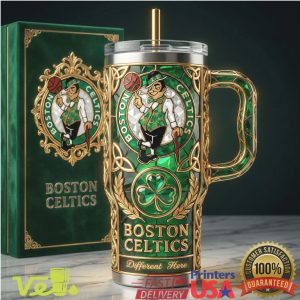 Boston Celtics NBA Different Here Stained Glass Style 40oz Tumbler
