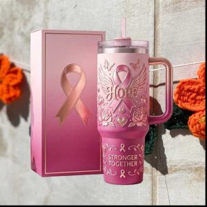 Breast Cancer Awareness “Hope” Pink Ribbon 40oz Tumbler with Gift Box