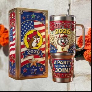Buc ee’s 2026 A Party We Can All Join Patriotic Red White Blue Stainless Steel Insulated Tumbler