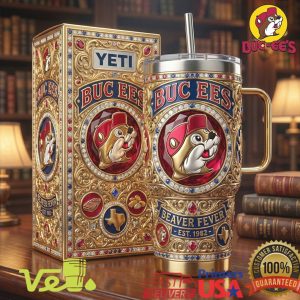 Buc ee’s Beaver Fever Established 1982 Golden Filigree 40oz Tumbler