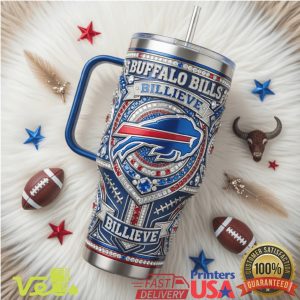 Buffalo Bills Billieve Crystal Rhinestone Style NFL 40oz Tumbler with Handle