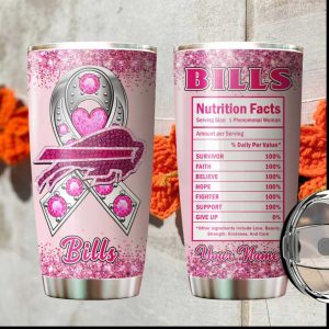 Buffalo Bills Breast Cancer Awareness Pink Ribbon Nutrition Facts Tumbler