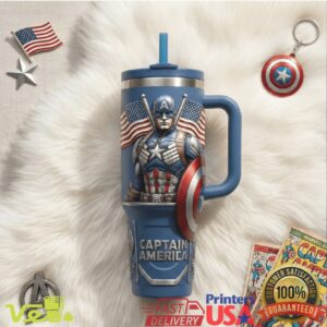 Captain America Marvel Avengers Patriotic Superhero Shield Vintage Fan Gift Stainless Steel Insulated Tumbler