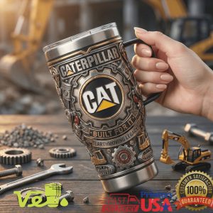 Caterpillar CAT Earthmoving Legacy Industrial Construction Heavy Equipment Retro Workwear Men Tumbler