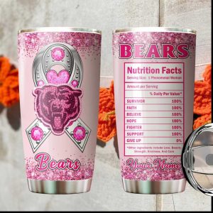 Chicago Bears Breast Cancer Awareness Pink Ribbon Nutrition Facts Tumbler