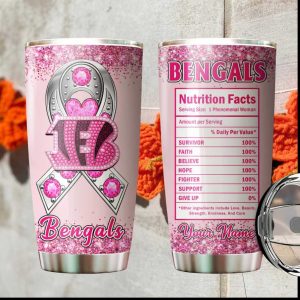 Cincinnati Bengals Breast Cancer Awareness Nutrition Facts Tumbler