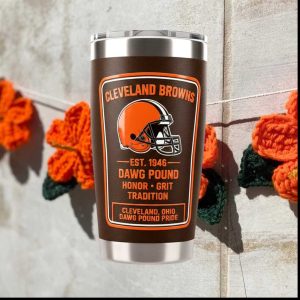 Cleveland Browns Dawg Pound Pride Honor Grit Tradition Tumbler