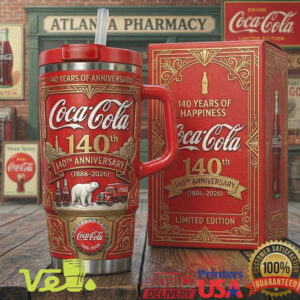 Coca Cola 140 Years of Happiness Polar Bear Limited Edition Red Beverage Tumbler