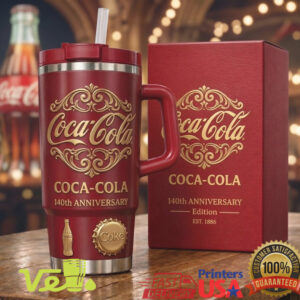 Coca Cola 140th Anniversary Edition Est 1886 Red Gold Classic Soda Tumbler