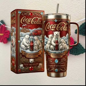 Coca Cola Taste The Feeling 140th Anniversary Embossed Polar Bear Tumbler