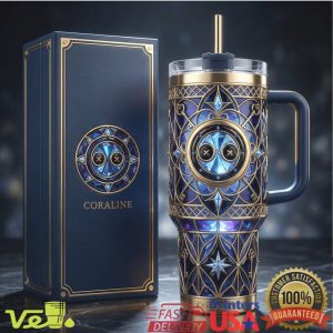 Coraline Other World Button Key 40oz Tumbler Gothic Filigree Design