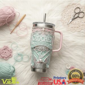 Crochet Handmade Heart Art Pastel Aesthetic Yarn Crafting Gifts For Women Stainless Steel Insulated Tumbler