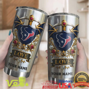 Custom Houston Football Logo Tumbler Personalized Name Shield Fan Gear