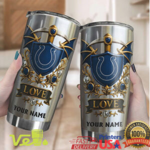 Custom Indianapolis Colts Name Tumbler 40oz Stainless Steel Horseshoe Design