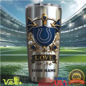 Custom Indianapolis Colts Name Tumbler 40oz Stainless Steel Horseshoe Design