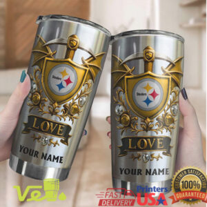 Custom Pittsburgh Steelers Name Tumbler 40oz Stainless Steel Football Fan Gift