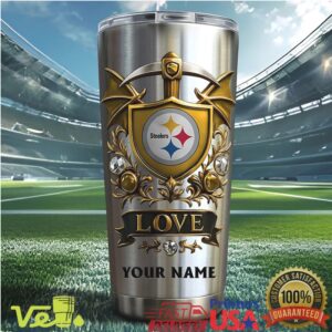 Custom Pittsburgh Steelers Name Tumbler 40oz Stainless Steel Football Fan Gift