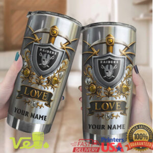 Custom Raiders Shield Tumbler Personalized Name Las Vegas Football Gift 20oz