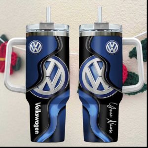 Custom Volkswagen VW Logo 40oz Tumbler Deep Blue Wave Personalized Gift