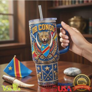 DR Congo Flag Emblem Democratic Republic of Congo Heritage Pride Gift Stainless Steel Insulated Tumbler