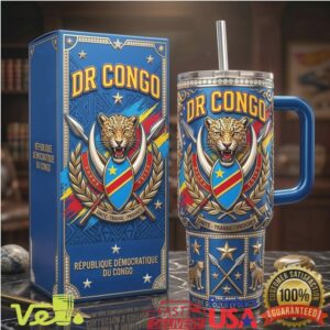 DR Congo Flag Emblem Democratic Republic of Congo Heritage Pride Gift Stainless Steel Insulated Tumbler