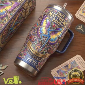 Dave Matthews Band 30 Years of Music Charlottesville VA 1991 Butterfly Stainless Steel Insulated Tumbler